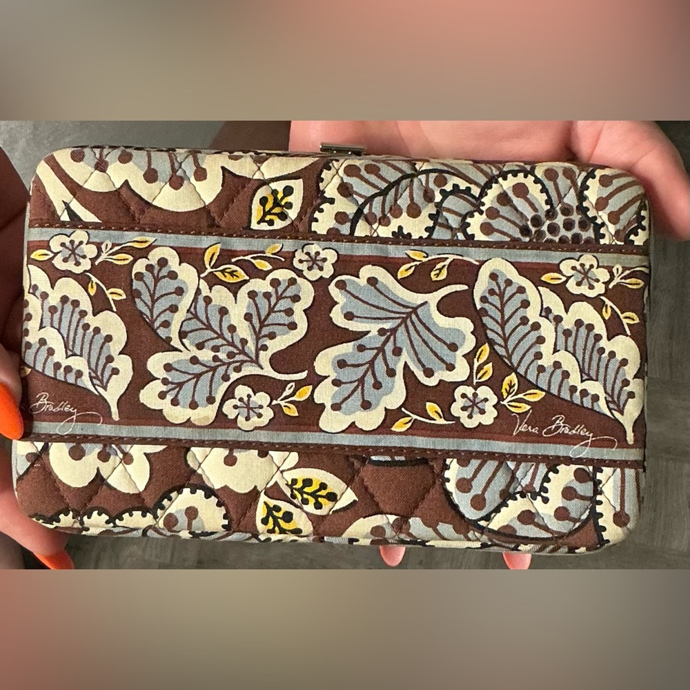 Vera Bradley Brown and Blue Floral Wallet